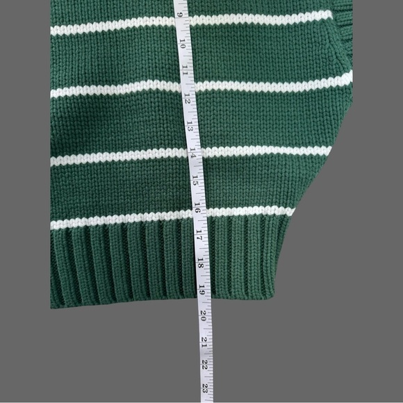 Zenana Outfitters Forest Green and Cream Striped Turtleneck Sweater - Picture 4 of 5